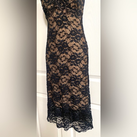 Ann Ferriday Vintage Dress Black Lace Slip Dress Sleeveless Straps size OS - Picture 4 of 16